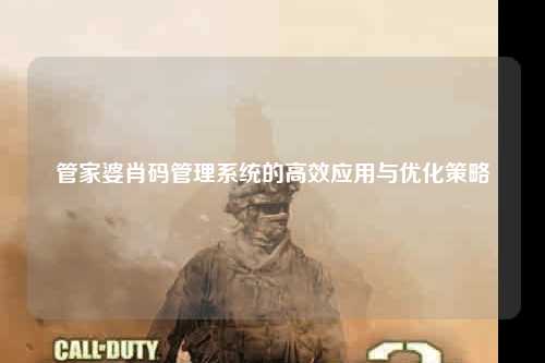 管家婆肖码管理系统的高效应用与优化策略