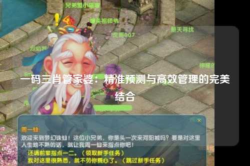 一码三肖管家婆：精准预测与高效管理的完美结合